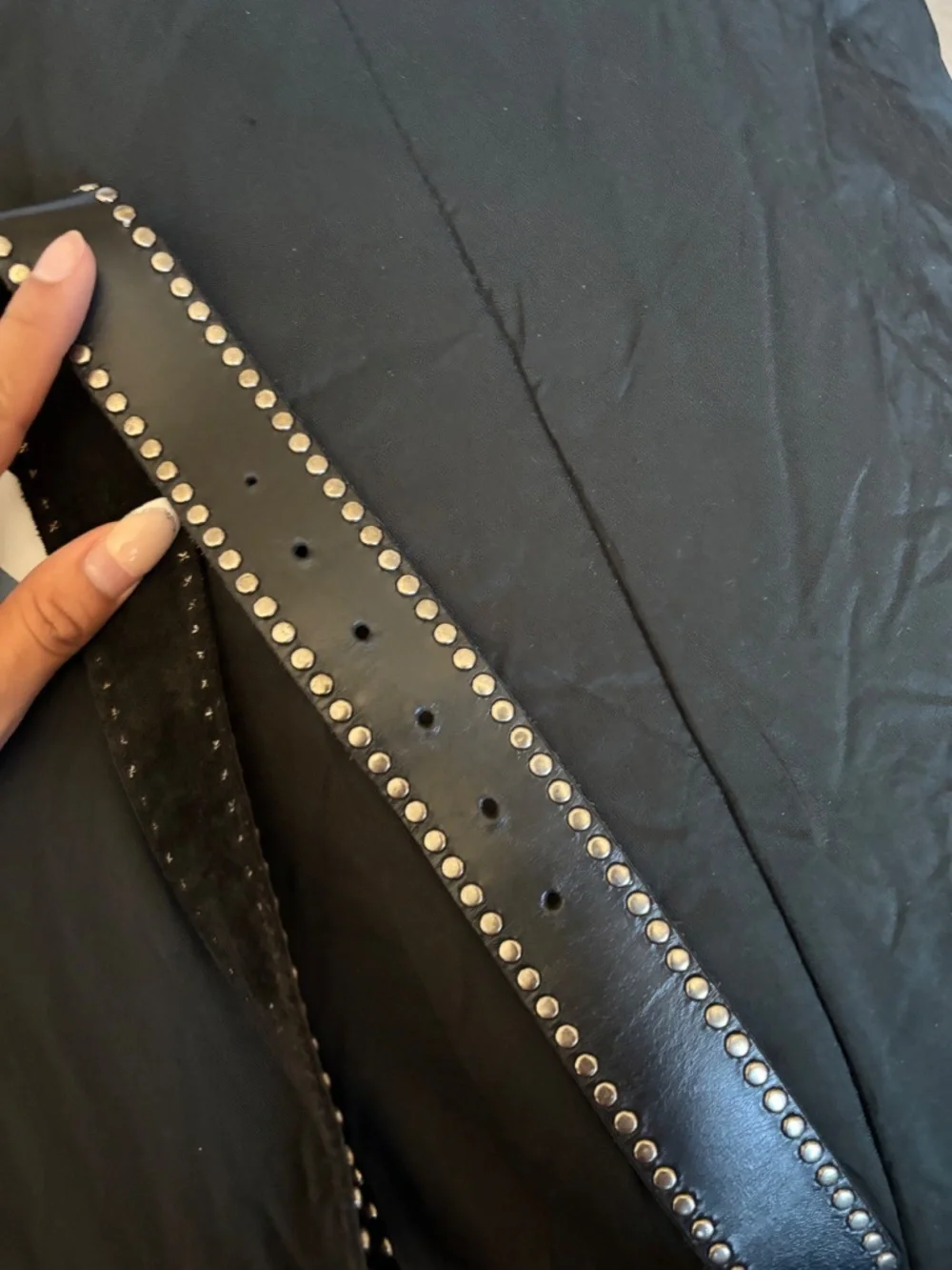 Vintage 2000s black leather studded cross belt